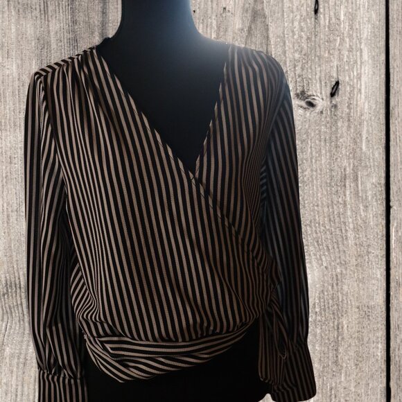 OLM Vertical Striped Blouse, Medium - Picture 2 of 5